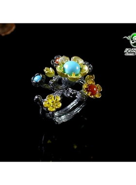 南红高瓷原矿绿松石戒指不还价