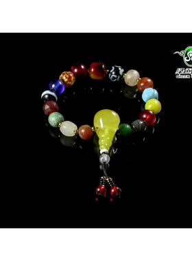 lssp/绿色石品mz2699 不还价散珠多宝珠手串老琉璃老玛瑙蜜蜡手链