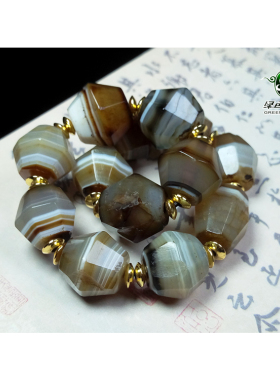 lssp/绿色石品wp1230 不还价 伊达尔奥伯斯泰因多棱玛瑙男款手链