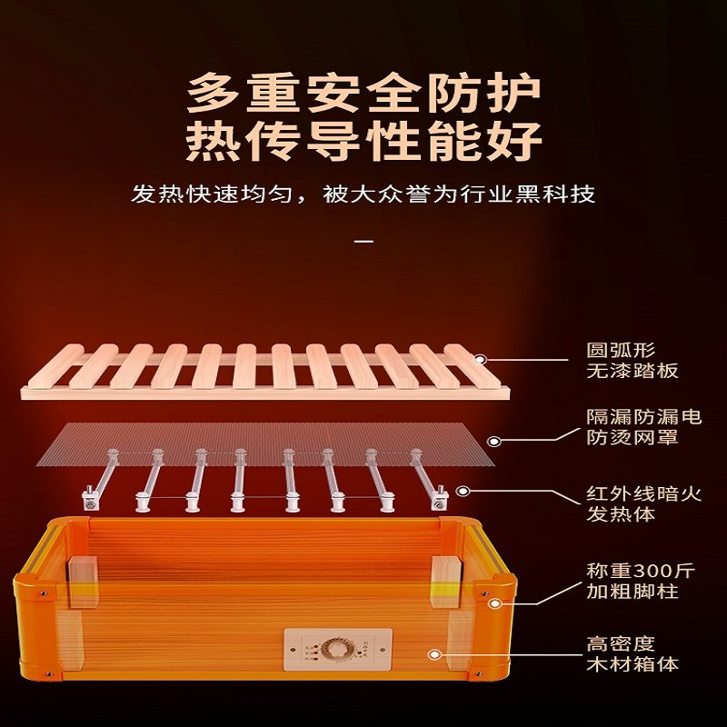 湘森实木烤脚取暖器家用省电暖脚器办公室长方形烤火箱火桶电火盆,淘宝优惠券,粉丝福利购,淘宝优惠卷