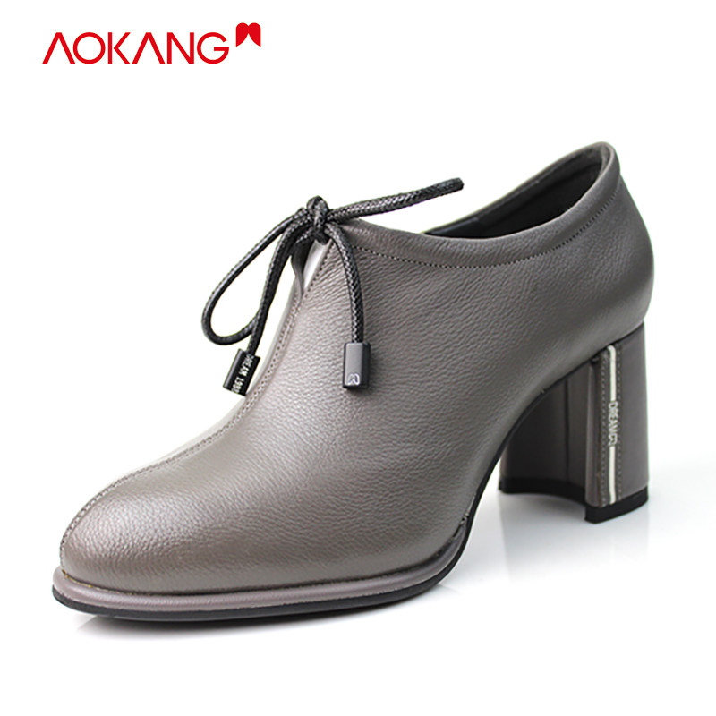 奥康女鞋断码清仓牛皮女单鞋粗跟时装鞋窝窝鞋黑色,淘宝优惠券,粉丝福利购,淘宝优惠卷