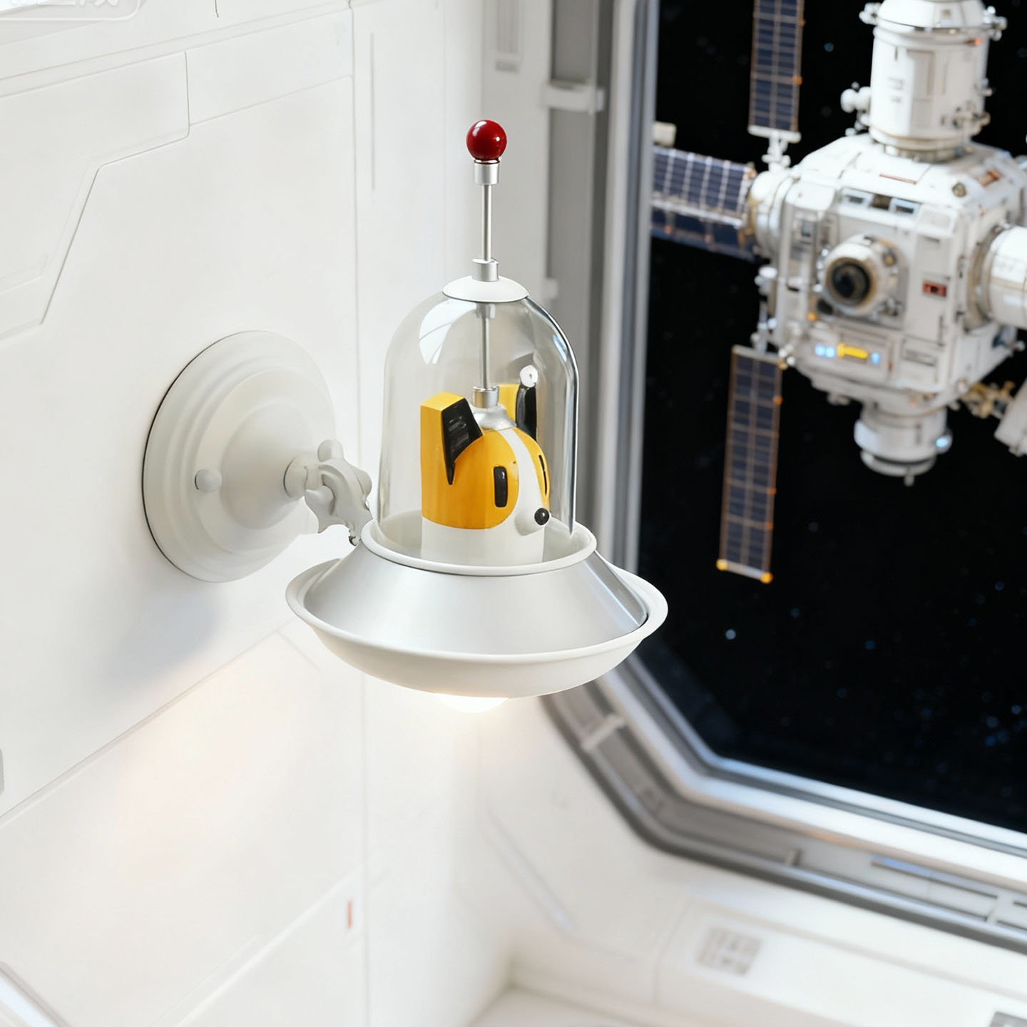 太空狗飞碟儿童房灯卧室灯壁灯铁艺卡通现代简约创意男孩灯具 - 图0