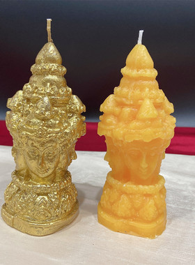 顶鼎泰牌特色手工造型四面佛哈鲁曼财女象蜡烛黄色金色