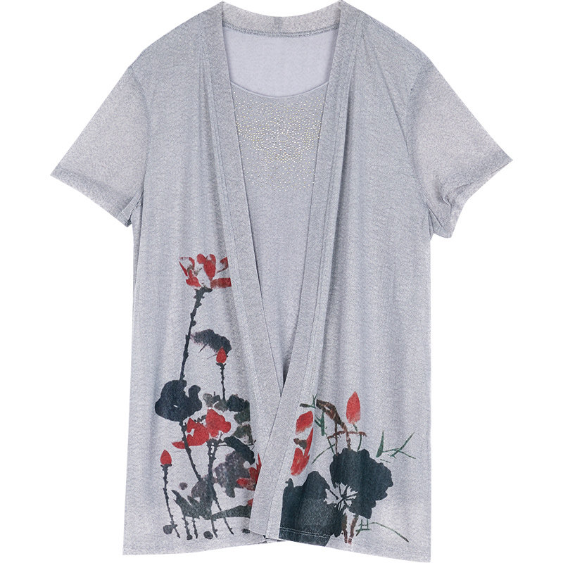 千百怡恋妈妈装气质假两件短袖t恤 千百怡恋中老年女装