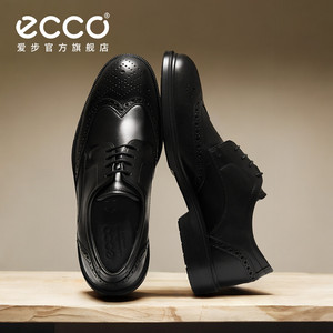 ECCO爱步皮鞋男 春夏布洛克真皮正装鞋德比鞋 里斯622104 622164