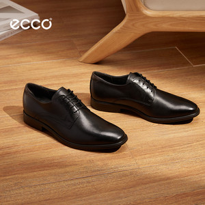 ECCO爱步男款德比鞋 皮鞋增高商务舒适通勤真皮皮鞋 墨本621634