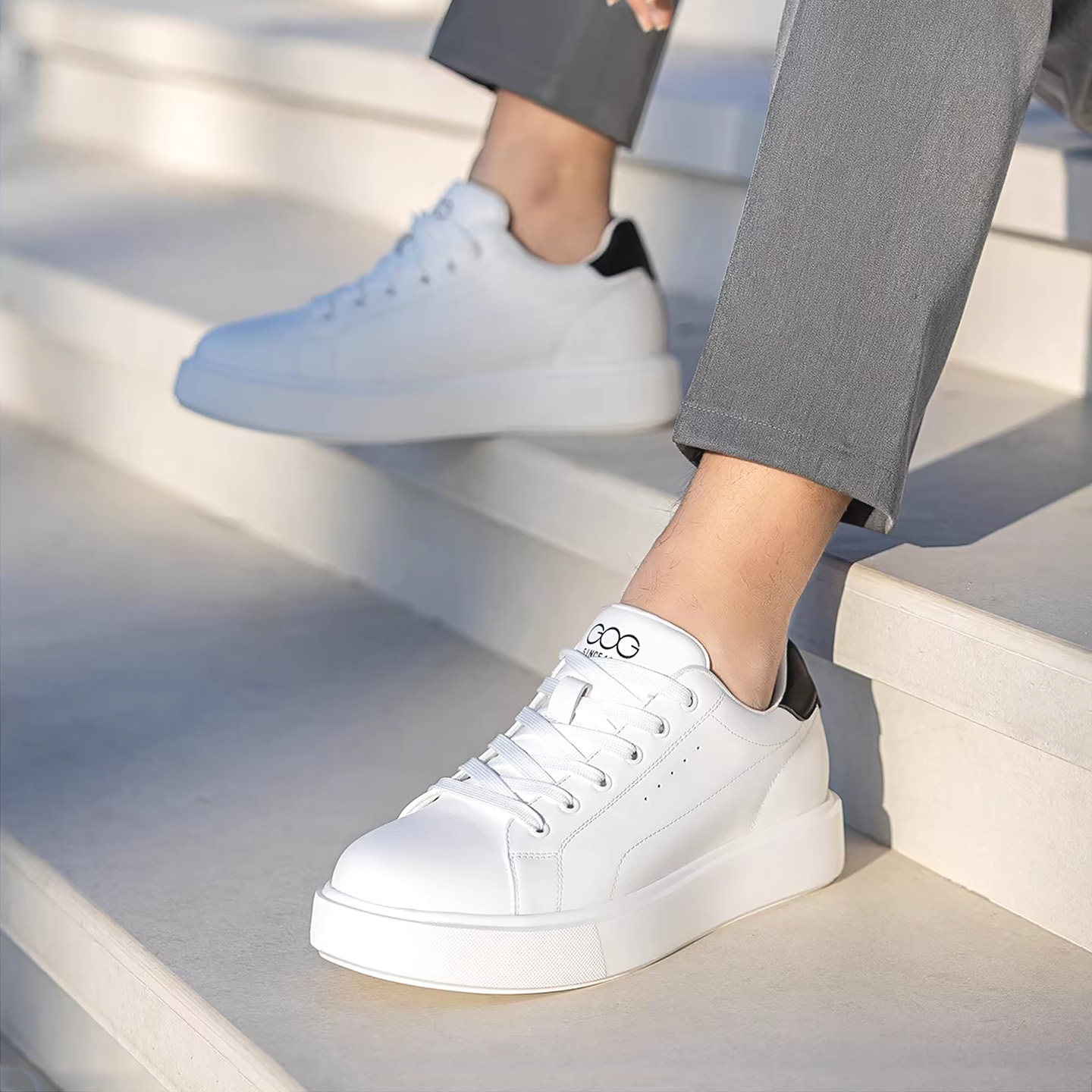 高哥增高鞋春季新款小白鞋男士真皮厚底板鞋男休闲鞋子内增高男鞋,淘宝优惠券,粉丝福利购,淘宝优惠卷