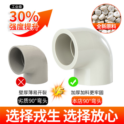 戎生PPH90弯头热熔承插PPR化工管件直角弯管给水管塑料配件 - 图2