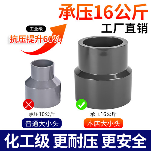 戎生PVC变径直接UPVC管大小头化工排水深灰色给水管异径直通接头 - 图0