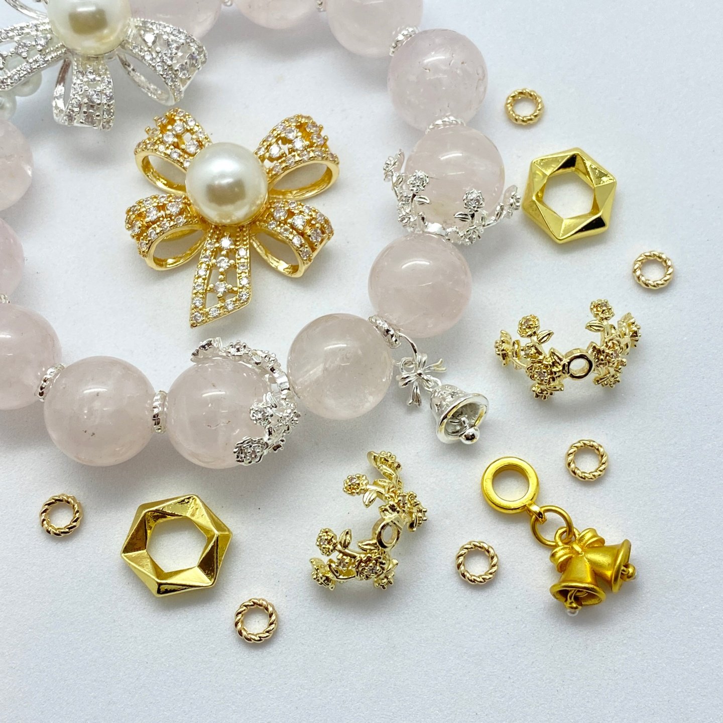 水晶diy配饰品铜合金电镀时尚蝴蝶结隔珠跑环花托隔片手串珠配件,淘宝优惠券,粉丝福利购,淘宝优惠卷