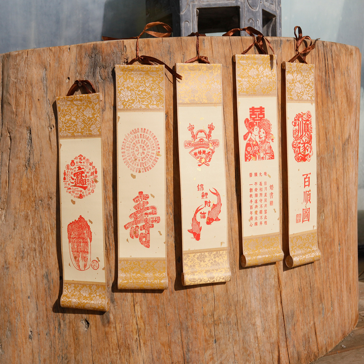 迷你卷轴手工盖章百喜图百寿图百财百过百福图送闺蜜朋友长辈礼物,淘宝优惠券,粉丝福利购,淘宝优惠卷