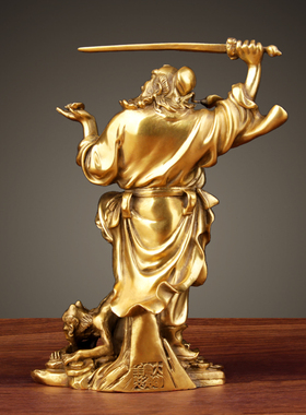 钟馗摆件全黄铜天师钟馗送福铜像