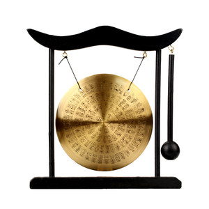 聚缘阁合金风铃摆件双龙百寿锣家居饰品装饰工艺品办公桌摆设铜锣