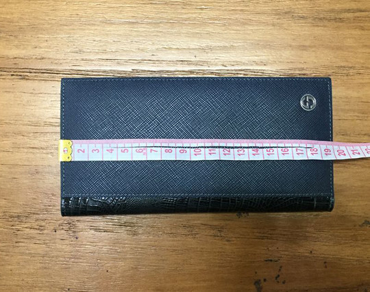 报家男长款钱包青年牛皮钱夹 男士钱包商务皮夹蓝色包