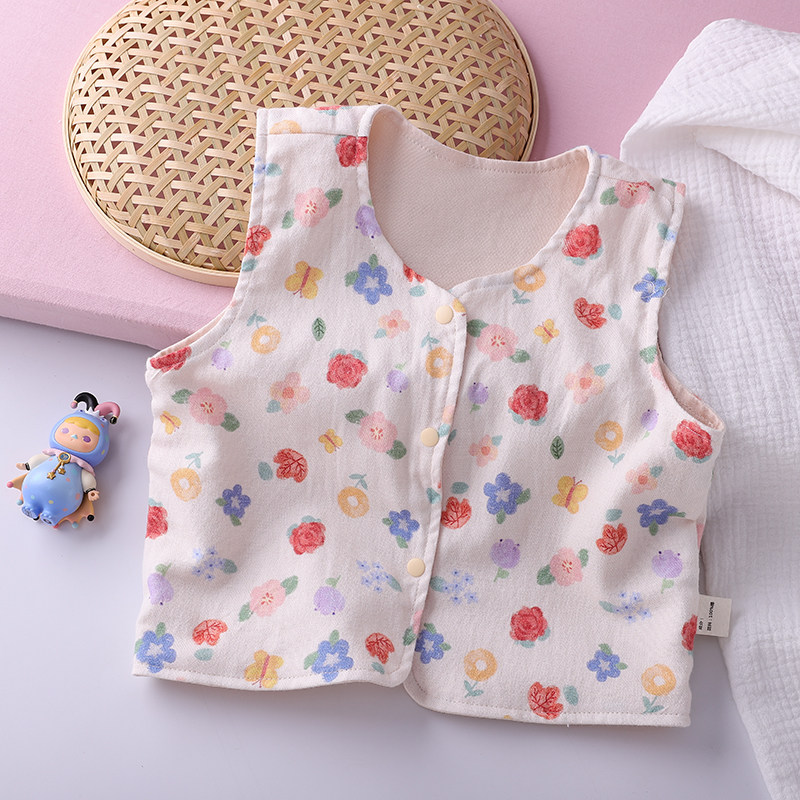 Children's spring and summer pure cotton vest ins cute pure cotton versatile vest tops for men and women baby outer vests