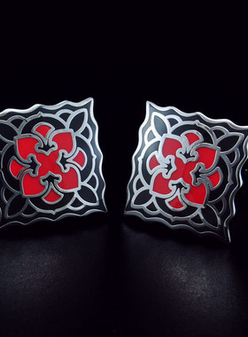 斯巴达红色正方形商务休闲袖口