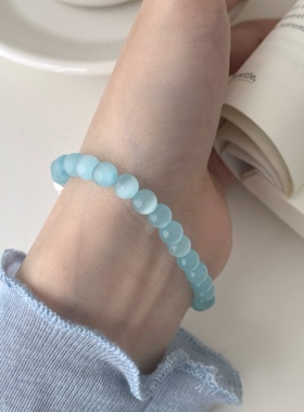 「潮汐」蓝色猫眼石天然淡水珍珠手链女2025新款轻奢高级感手串