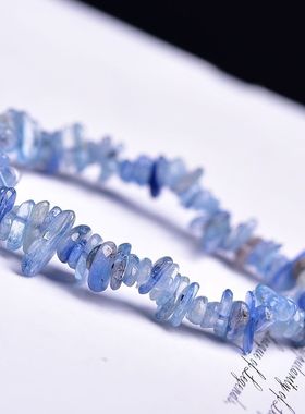 天然水晶蓝磷灰手链女原石不规则手串女送女朋友礼物百搭气质
