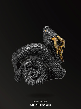 无垠925银18K金原创升级版蛇戒指