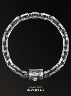 无垠犄角蛇切面链925银18K金手链