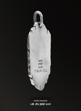 无垠925银18K金犄角蛇化石吊坠