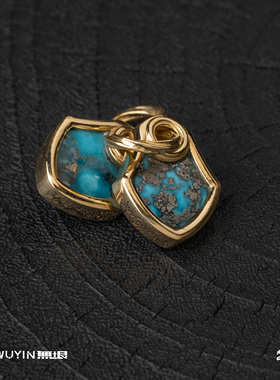 无垠银斑松石蛇鳞牌吊坠侧挂18k