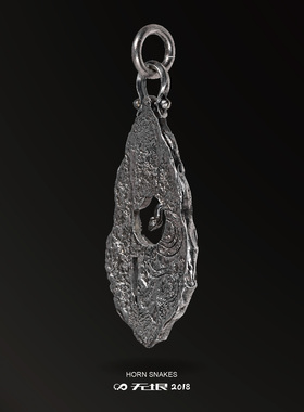 无垠925银犄角蛇原创复古吊坠