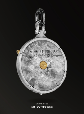 无垠情侣925银啪啪币吊坠可转动