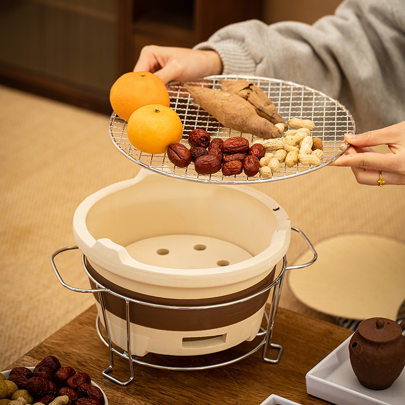 围炉煮茶老式家用室内烧烤打边炉泥炉陶土碳炭火烤茶一套室外装备-图3