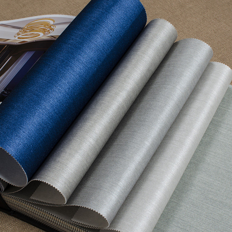 素色纯棉横纹无缝壁布现代美式欧式卡其色蓝色灰色客厅卧室墙布