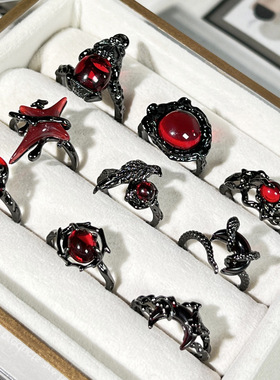 punk rock joint ring set black rings female 黑戒指女朋克摇滚