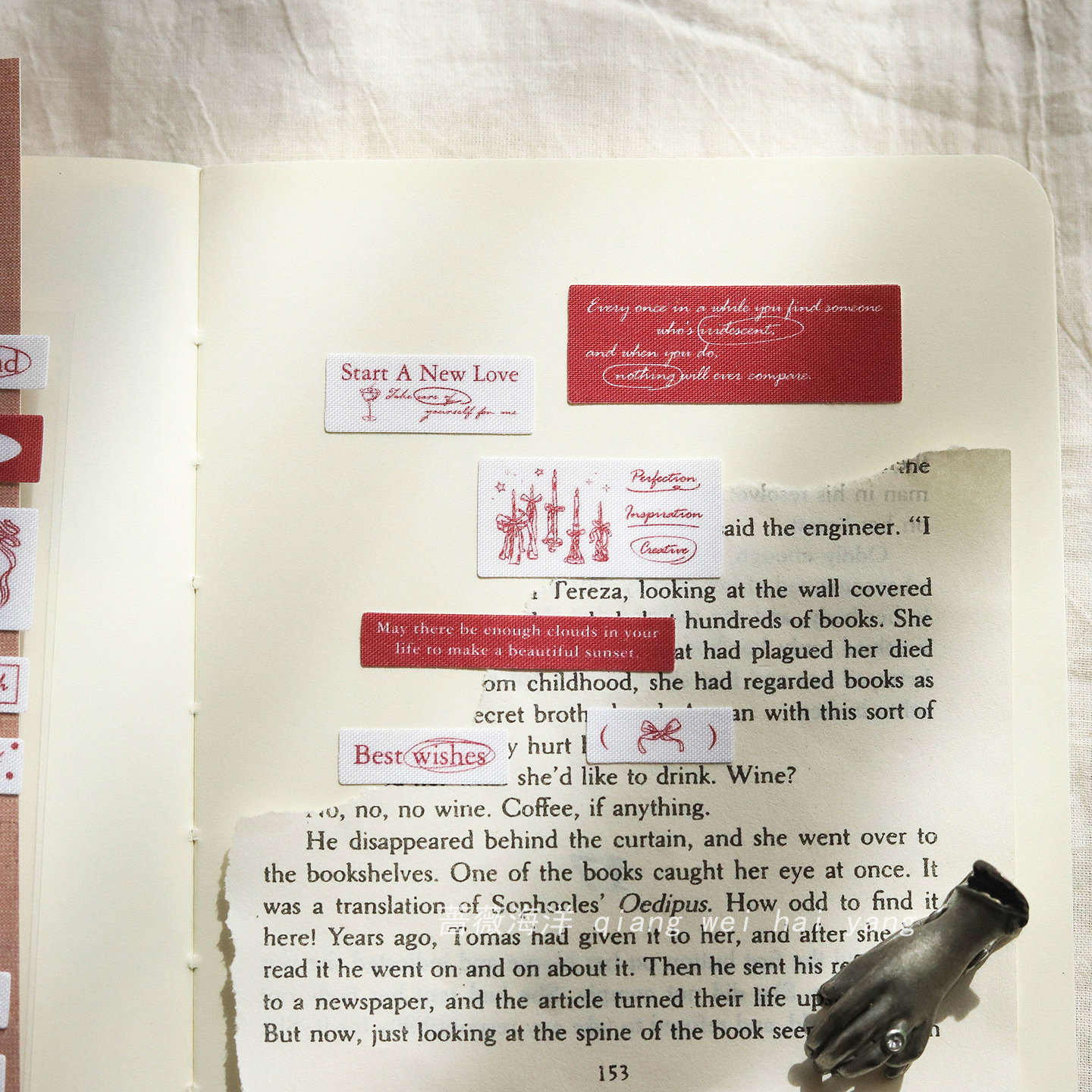 蔷薇海洋 布艺字语平张贴纸 文艺布面材质 复古手帐diy装饰素材贴,淘宝优惠券,粉丝福利购,淘宝优惠卷