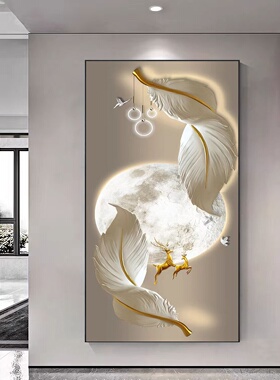 现代简约轻奢风格家居装饰画立体感羽毛入户玄关走廊过道挂画