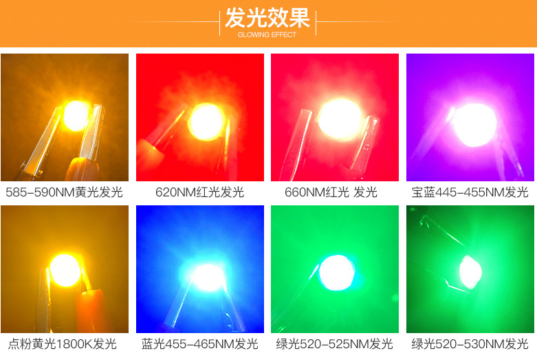 1W3W大功率led灯珠led单灯超高亮度贴片手电筒射灯蓝光小灯泡白光,淘宝优惠券,粉丝福利购,淘宝优惠卷