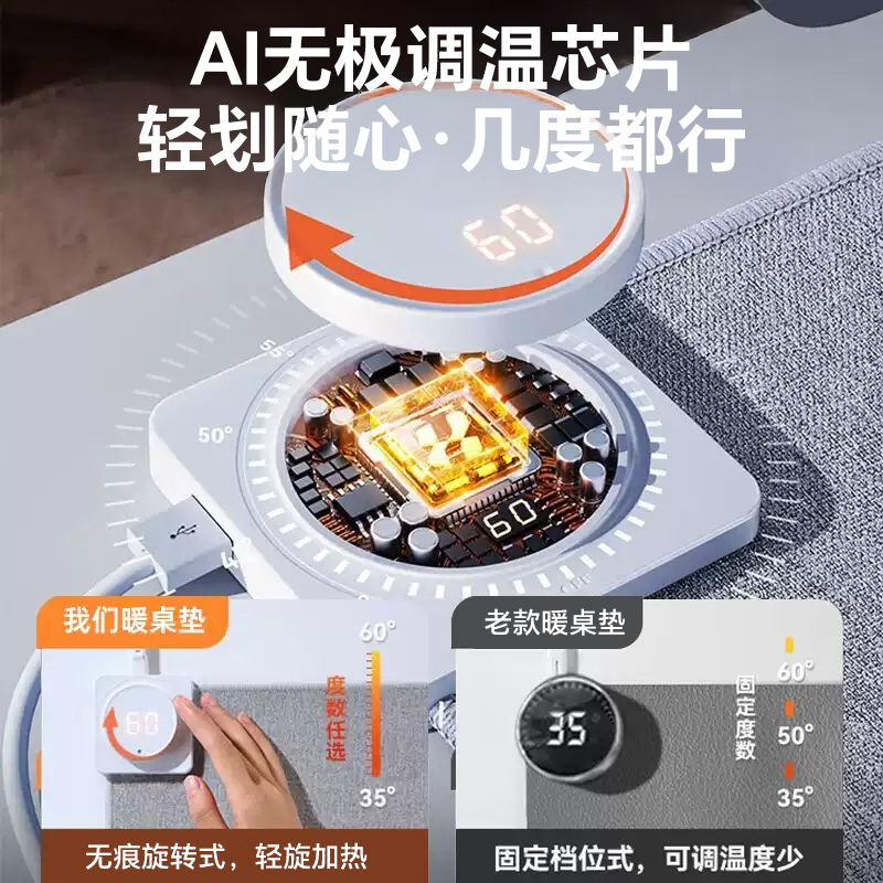 德国冬季加热鼠标垫办公桌电脑加热桌垫暖手垫冬天高级轻奢桌布 - 图1