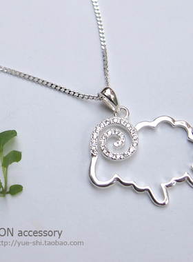 镶钻小绵羊纯银项链生日礼物