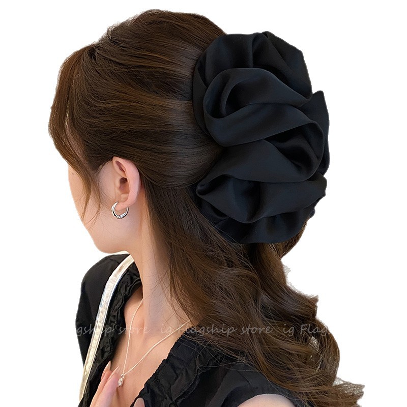 韩系缎面云朵泡泡抓夹女高级感大号鲨鱼夹2025新款显脸小发夹 - 图3