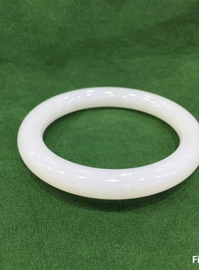 【和田玉】新疆天然和田玉白玉手镯羊脂白玉胖圆条手镯粗圆条女士