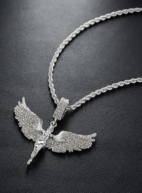 天使之翼钛钢满钻项链男女高级感锁骨链轻奢时尚百搭饰品设计
