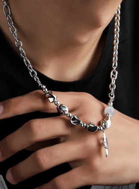 镶钻星芒项链男高级感不掉色百搭简约十字架挂牌女潮饰品