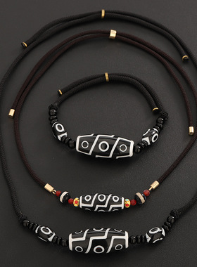 新中式天珠串珠项链男简约中国风毛衣链复古潮设计高级感小众配饰