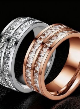 钛钢戒指镶钻满天星小众高级感ins不锈钢饰品手饰不掉色潮流款