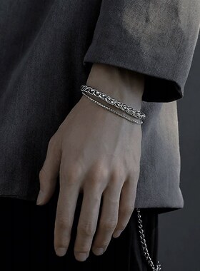 双层不锈钢龙骨手链男新款不掉色高级感百搭配饰女简约风爆款饰品