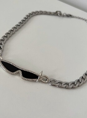 墨镜钛钢项链直销简约潮锁骨链个性轻奢中性风高级感小众饰品