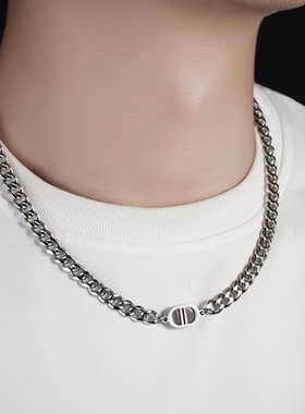 钛钢项链男女双D字母古巴链ins高级感小众个性百搭时尚配饰
