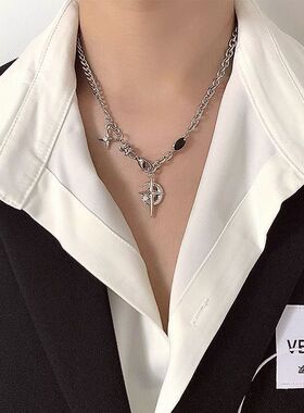 钛钢百搭项链男款潮轻奢小众高级感配饰ins嘻哈街头链子挂饰吊坠