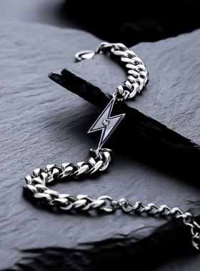 闪电手链钛钢配饰不掉色高级感男女ins嘻哈时尚百搭潮流简约款