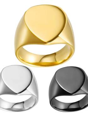 欧美简约钛钢爱心戒指中性冷淡风镜面不锈钢可刻字个性定制礼品