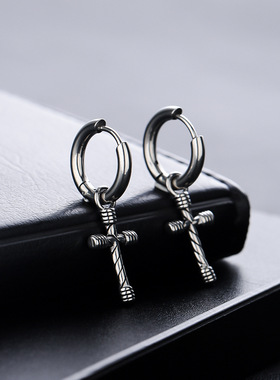 欧美新款饰品网红爆款项饰嘻哈街舞十字架钛钢项链套装小众饰品潮