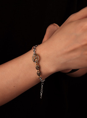 藏式民族风黄金色金刚杆手链男小众简约复古轻奢个性时尚手饰品潮